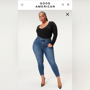 BNWT Good American White Good Legs Cropped Jeans Sz 16